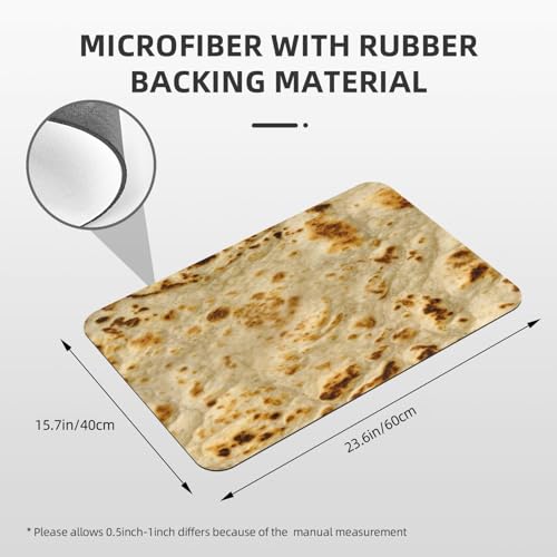 Burritos, Giant Tortilla Bathroom Carpet Mat 15.7x23.6in, Ultra Soft and Absorbent Ultra-Fine Fiber Bathroom Carpet