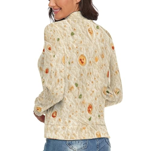 Burrito Tortilla Pattern Women's Turtleneck Long Sleeve Sweater Cozy Loose Casual Trendy Pullover Tops S