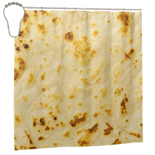 Tortilla Shower Curtain Waterproof Design Basics Bathroom Decor with Hooks 72x72 in