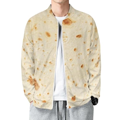 Burrito Tortilla Pattern Men's Lightweight Jacket Casual Fashion Windbreaker Zip Up Coat XL
