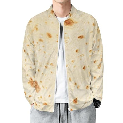 Burrito Tortilla Pattern Men's Lightweight Jacket Casual Fashion Windbreaker Zip Up Coat XL