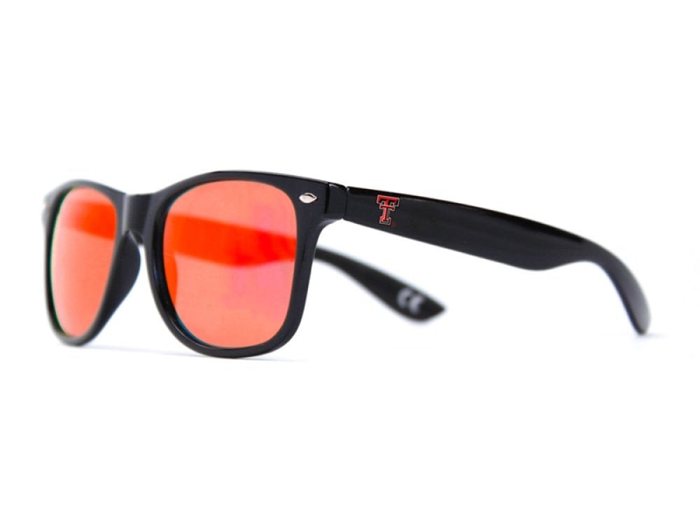 Society43 NCAA Texas Tech Red Raiders TEXTECH-4 Black Frame, Red Lens Sunglasses, One Size, Black