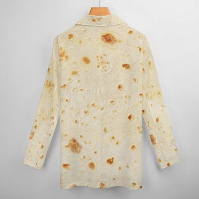 Burrito Tortilla Pattern Blazers for Women Fashion Business Casual Office,Elegant Jacket Coat with Pockets L