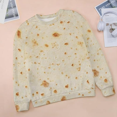 FULAOER Burrito Tortilla Pattern Women's Casual Raglan Crew Neck Sweater Sweatshirt Long Sleeve T-Shirt M