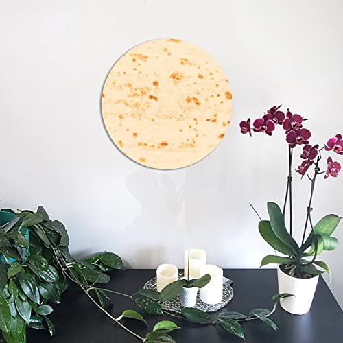 WengBeauty Tortilla Round Wood Sign Kitchen Food Hanging Sign Rustic Hanging Slate Sign Kitchen Wall Art for Bedroom Kitchen Farmhouse Office Wall Decor 12x12in
