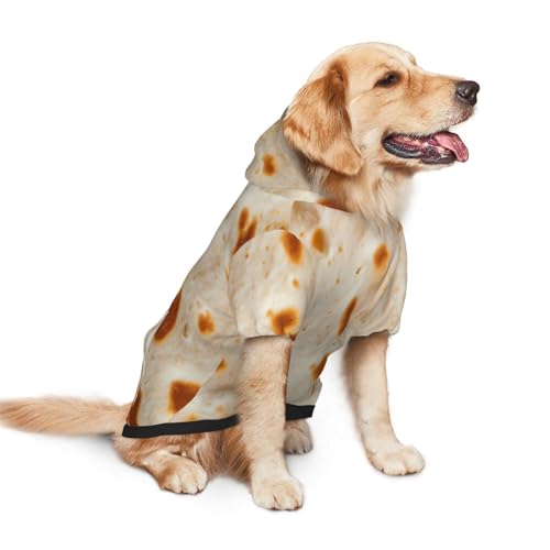 BERMEIZ Tortilla Pattern Dog Hoodie Soft and Warm Sweater with Leash Hole and Pocket Dog Winter Sweatshirt Warm Pet Clothes for Medium Large Dogs