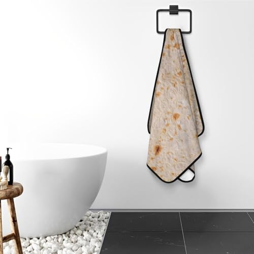 BERMEIZ Tortilla Print Bath Towel Microfiber Coral Velvet Bath Towels Highly Absorbent Soft Beach Sheet 27" x 55" Luxury Hemming Shower Towels