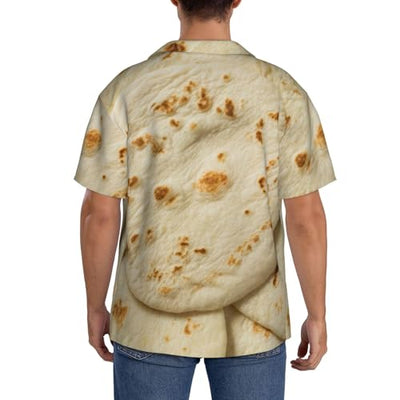 Pevtufa Men's Hawaiian Shirt for Men Short Sleeve Shirt Taco Tortillas for Summer Casual Holiday Beach Button Down T-Shirts Black