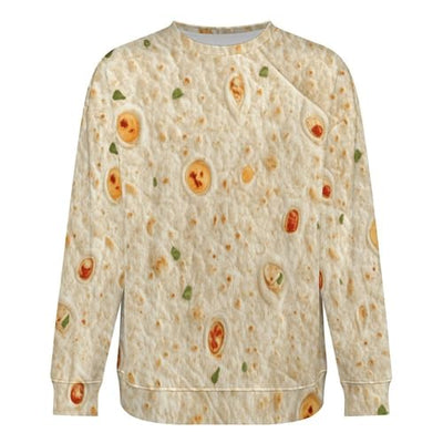 Burrito Tortilla Pattern Men's Crewneck Sweatshirts Long Sleeves Thermal Casual Pullover Shirt XL