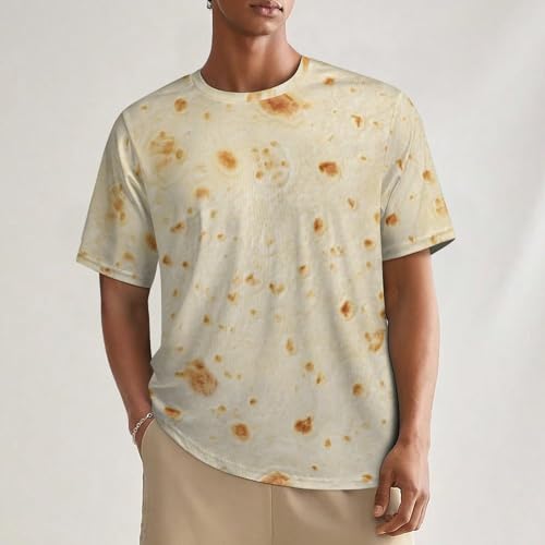 Burrito Tortilla Pattern Men's Short Sleeve Crew Neck T Shirt Summer Casual Classic Fashion XL