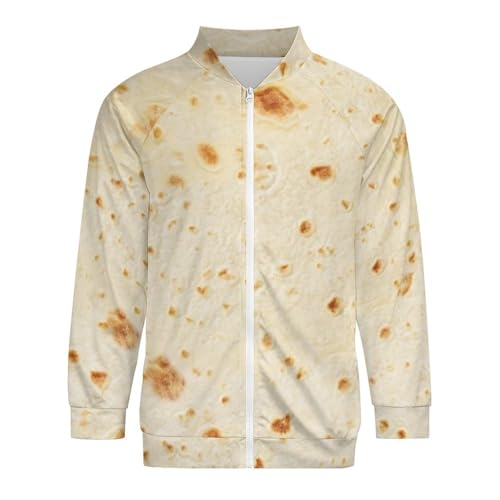 Burrito Tortilla Pattern Men's Lightweight Jacket Casual Fashion Windbreaker Zip Up Coat XL