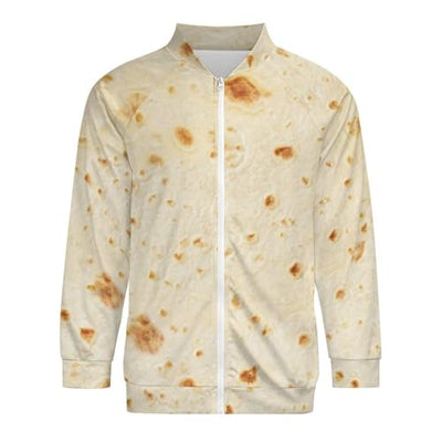 Burrito Tortilla Pattern Men's Lightweight Jacket Casual Fashion Windbreaker Zip Up Coat XL