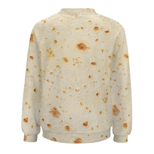 FULAOER Burrito Tortilla Pattern Women's Casual Raglan Crew Neck Sweater Sweatshirt Long Sleeve T-Shirt M