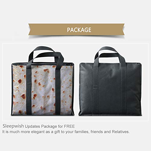 Sleepwish Burritos Beach Towel Taco Tortilla Beach Towel Food Blanket Mat Tortilla Towel Wrap Blanket (60 in,Without Tassels)