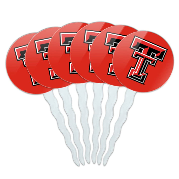 Texas Tech University Raiders Logo Cupcake Picks Toppers Decoration Set of 6