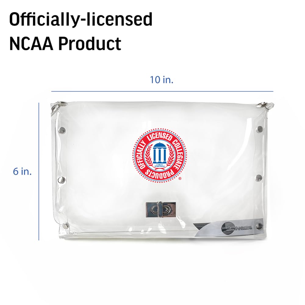 Littlearth NCAA Texas Tech Red Raiders Clear Envelope Purse with Black Fashion Strap, Team Color, 10" x 6.5" x 0.5"