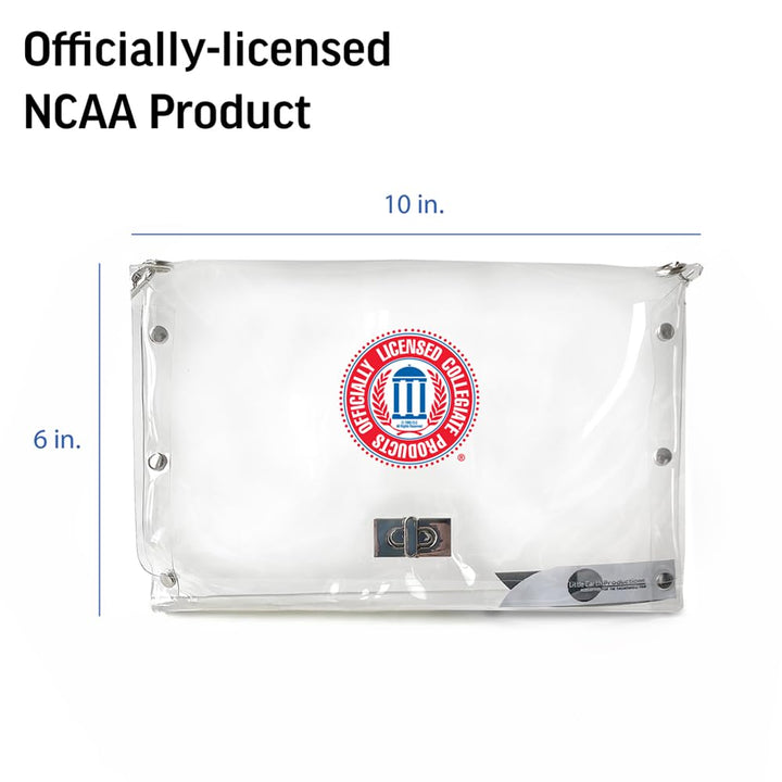 Littlearth NCAA Texas Tech Red Raiders Clear Envelope Purse with Black Fashion Strap, Team Color, 10" x 6.5" x 0.5"
