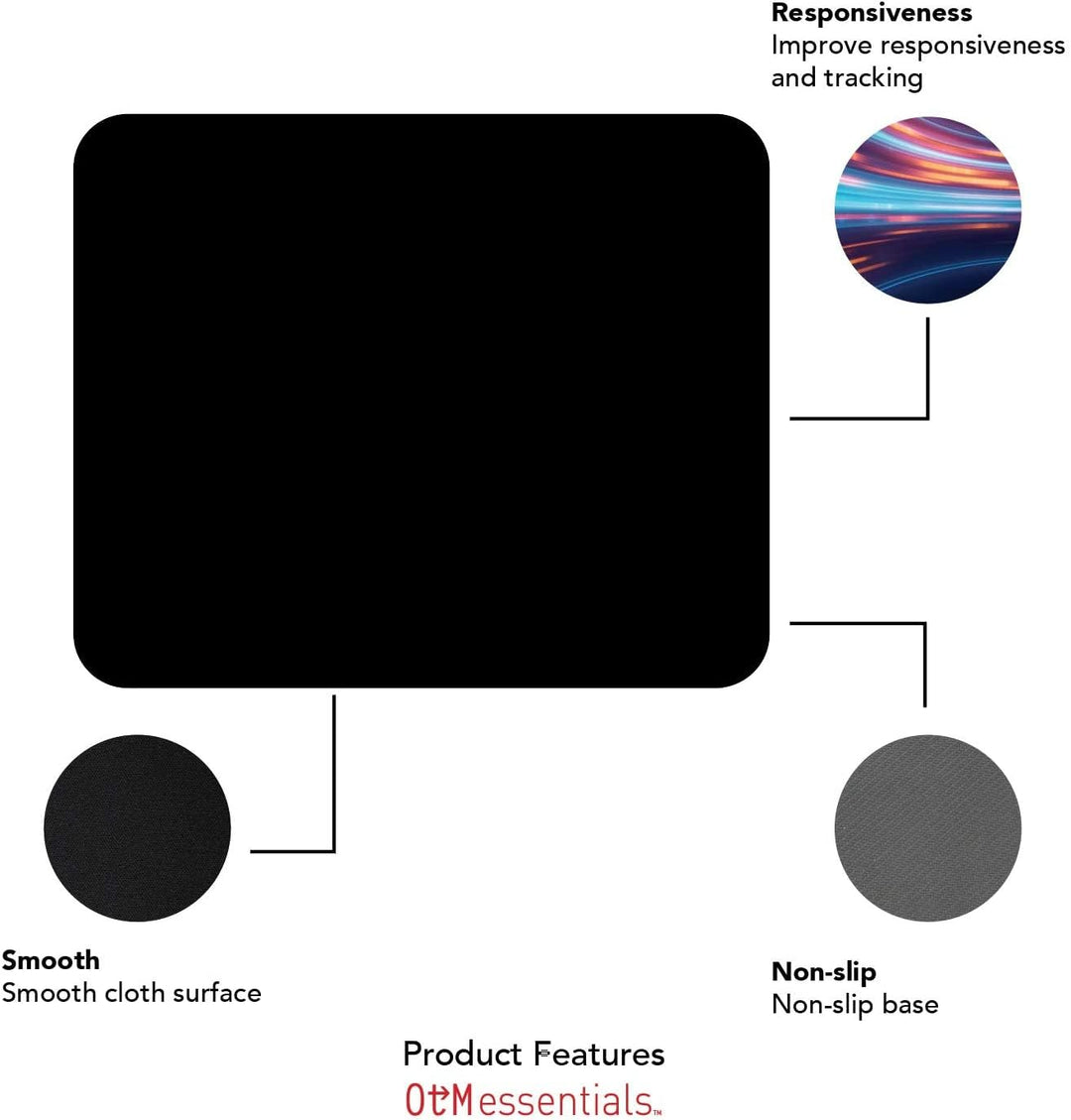OTM Essentials Black Mousepad for Laptop – Texas Tech University Mouse Pad Small, Classic Standard Black Design, Non-Slip Base, Smooth Surface, Lightweight Gaming Mouse Pad for Home, Office, &amp; School