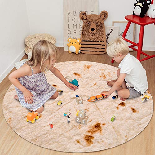 Indoor Area Rugs Tortilla Non-Slip Round Accent Area Floor Rug for Living Room Bedroom Kids Room College Dorm 5 ft