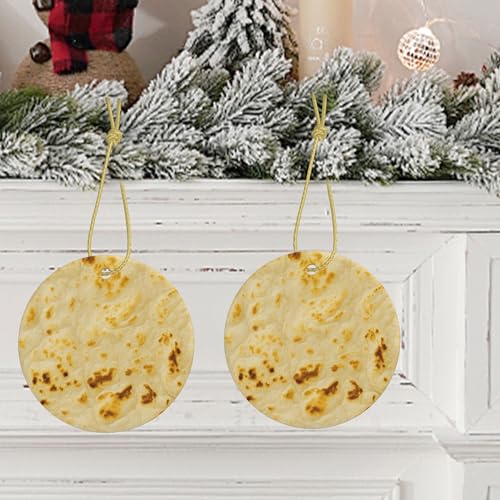 Tortilla Christmas Ornaments Ceramic Hanging Holiday Funny Decorations Xmas Gift