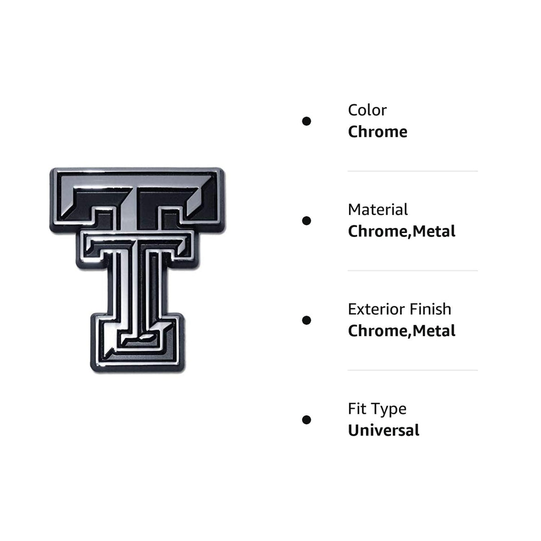 Texas Tech Emblem Red Raiders Premium Metal Auto Emblem (Chrome)