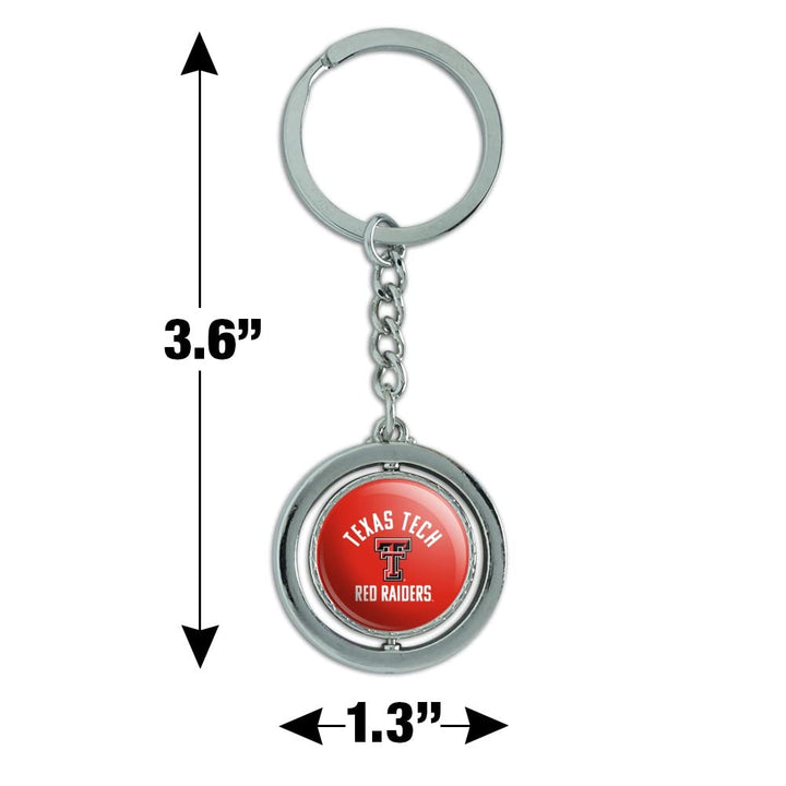 Texas Tech University Official Logo Keychain Spinning Round Chrome Plated Metal