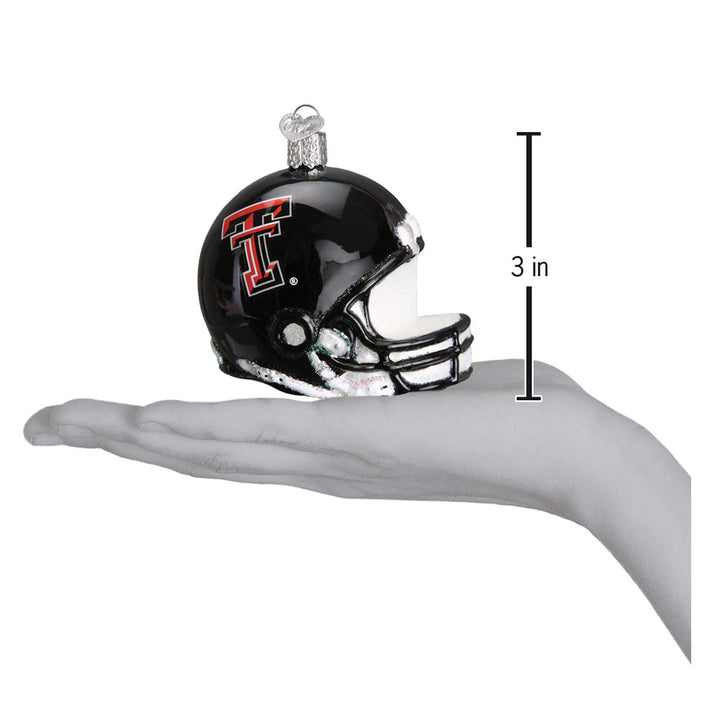 Old World Christmas Texas Tech Helmet Glass Blown Ornament for Christmas Tree, Handcrafted Holiday Decoration, University Collection