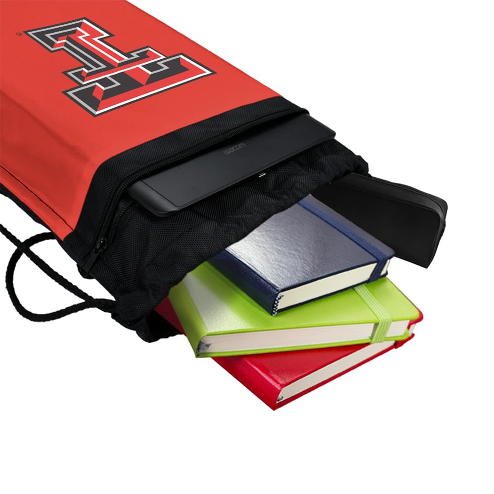 Campus Lab Texas Tech University Primary Logo Drawstring Backpack Sports Bag Sackpack, Perfect for Gym, Yoga, Practice or Travel