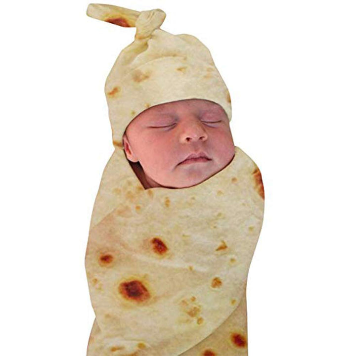 Newborn Baby Swaddle Blanket Tortilla Blanket and Hat Set Super Soft Flannel Swaddle