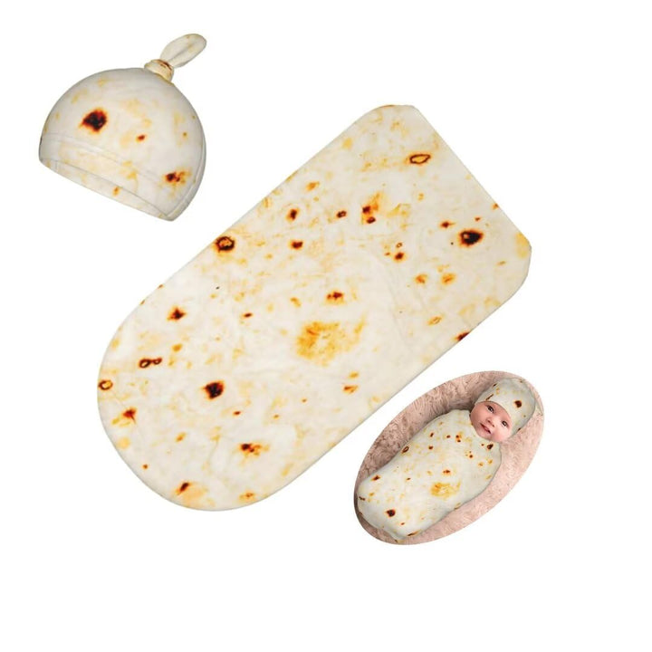 Newborn Swaddling Tortilla Blanket Beanie Hat Sets Soft Baby Receiving Soft Sleeping Bag New Born Sleep Sacks for Boys Girls