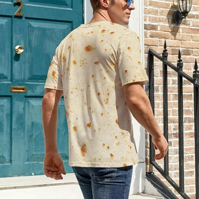 FULAOER Burrito Tortilla Pattern Men's Summer Short Sleeve Crew Neck T-Shirt Casual Sports Shirt S