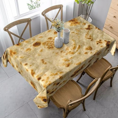 RSKYNU Burritos, Giant Tortilla Rectangular Tablecloth Waterproof, Spill Proof, Kitchen and Dining Decoration Tablecloth 35x55in