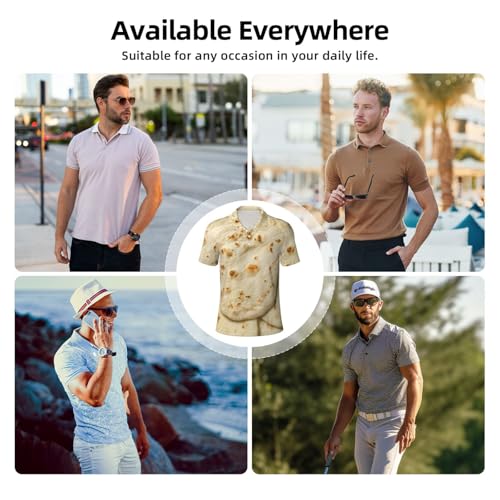 Kuilepa Mens Polo Shirts Casual Print Golf Shirts-Taco Tortillas