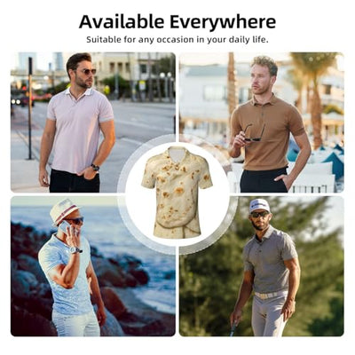 Kuilepa Mens Polo Shirts Casual Print Golf Shirts-Taco Tortillas