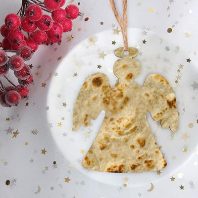 Burritos, Giant Tortilla DIY Christmas Ornaments Craft Kit for Kids,Wooden Ornaments with Pre-Printed Designs,Perfect for Holiday Art Projects Angel Shape 6 Pcs