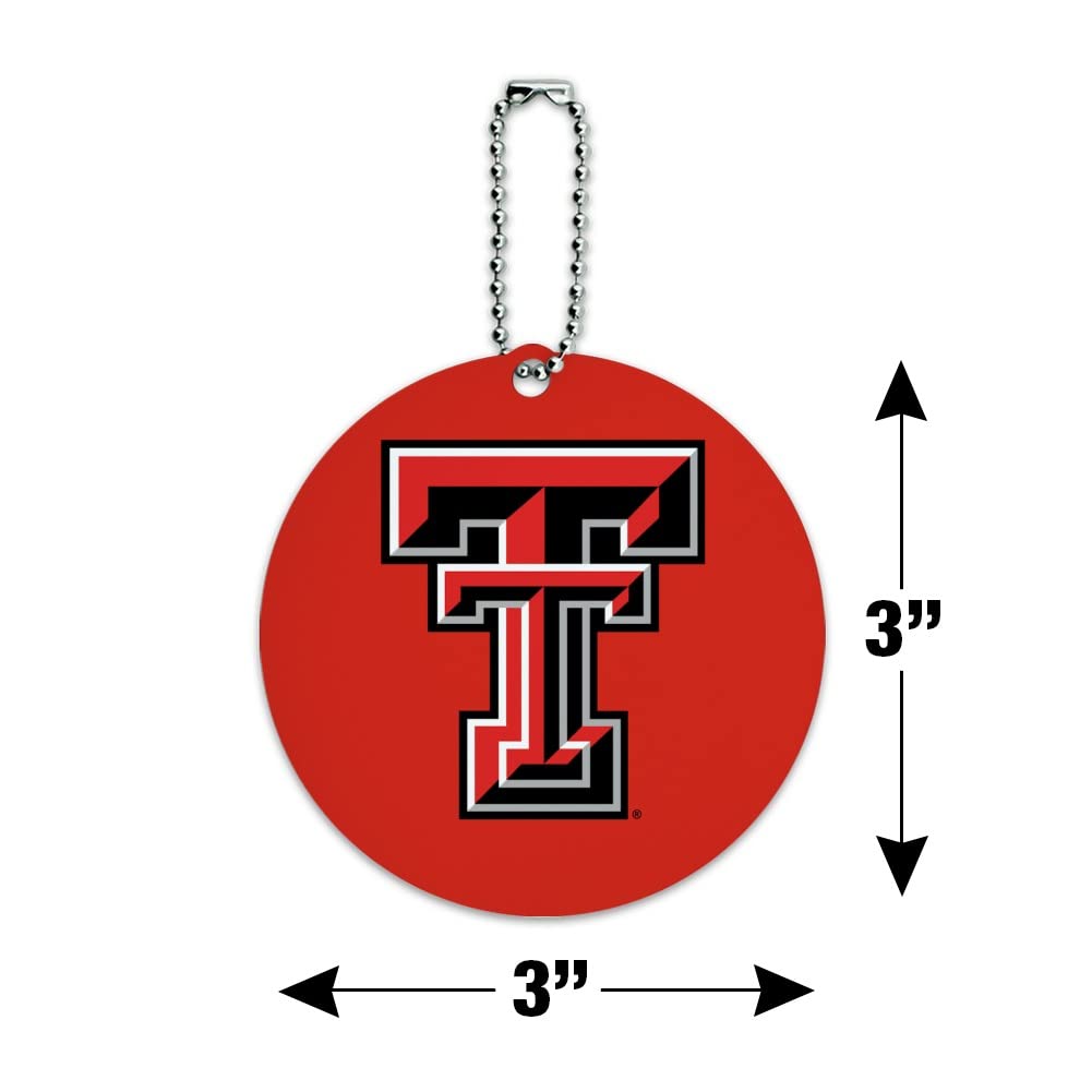 Texas Tech University Raiders Logo Round Luggage ID Tag Card Suitcase Carry-On