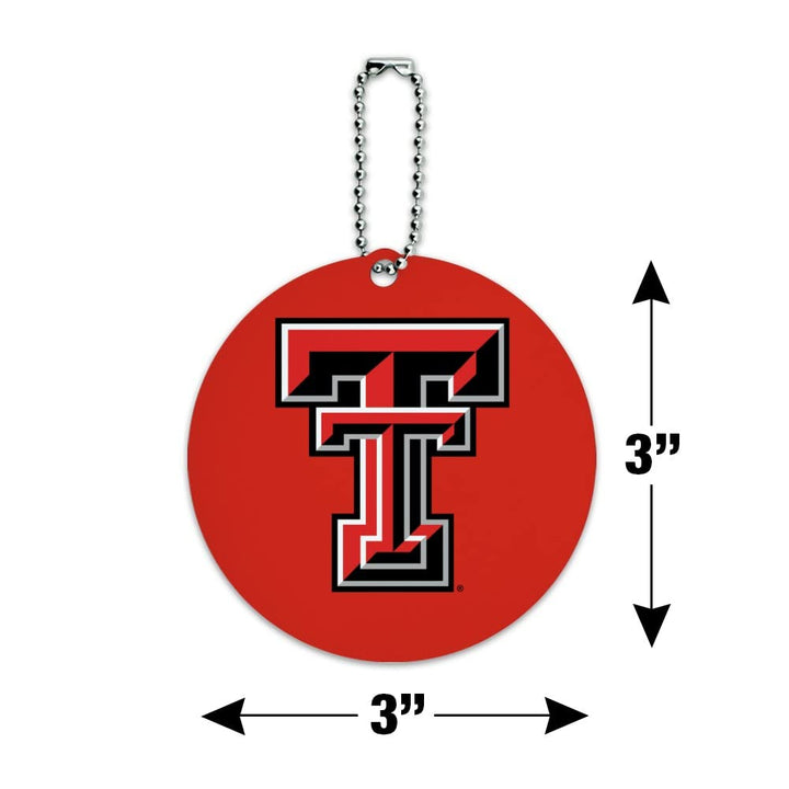 Texas Tech University Raiders Logo Round Luggage ID Tag Card Suitcase Carry-On