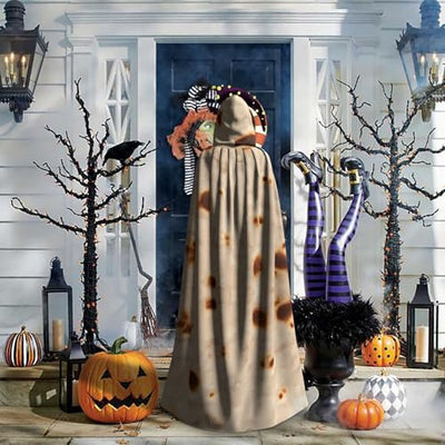 Qewfoju Tortilla Pattern Unisex Hooded Cloak Costume Cape for Halloween Vampire Witch Cosplay Wizard