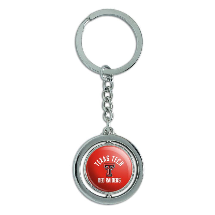 Texas Tech University Official Logo Keychain Spinning Round Chrome Plated Metal