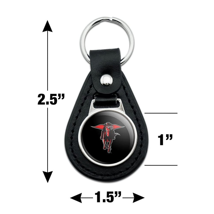 GRAPHICS &amp; MORE Black Leather Texas Tech University Secondary Keychain