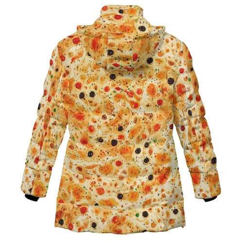 Burrito Tortilla Pattern Women's Lightweight Full-Zip Puffer Jacket with Hood Quilted Winter Coat 2XL