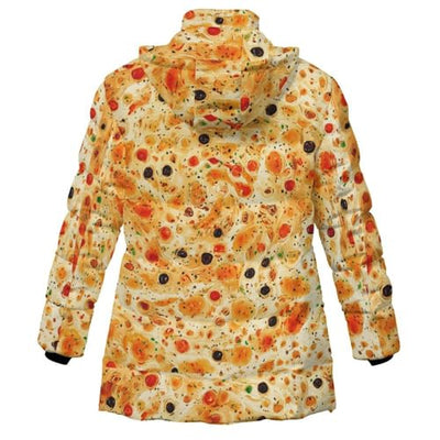 Burrito Tortilla Pattern Women's Lightweight Full-Zip Puffer Jacket with Hood Quilted Winter Coat 2XL