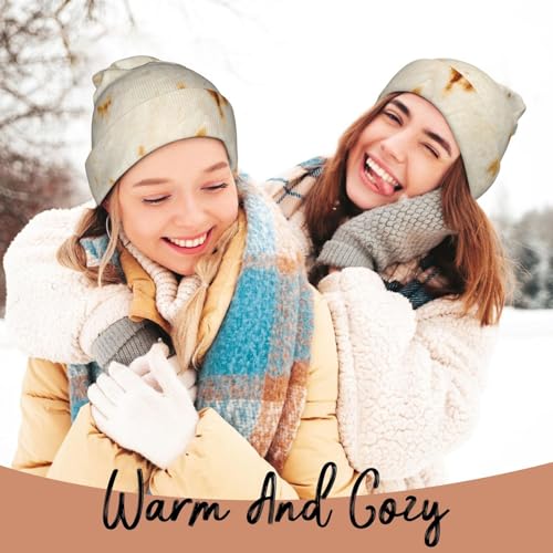 Mosytuky Unisex Beanie for Men and Women Knit Hat Winter Beanies-Pita Tortilla Black