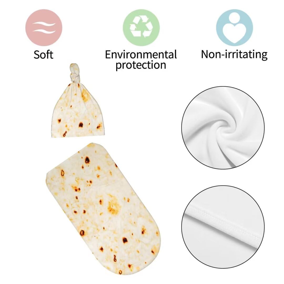 Newborn Swaddling Tortilla Blanket Beanie Hat Sets Soft Baby Receiving Soft Sleeping Bag New Born Sleep Sacks for Boys Girls