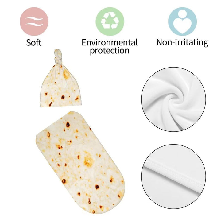 Newborn Swaddling Tortilla Blanket Beanie Hat Sets Soft Baby Receiving Soft Sleeping Bag New Born Sleep Sacks for Boys Girls