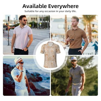 Xiso Ver Tortilla Men's Polo Shirts Short Sleeve Classic Button Golf Shirt Moisture Wicking Tees