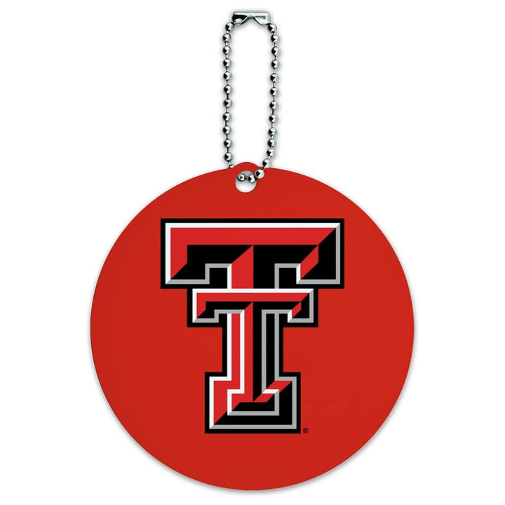 Texas Tech University Raiders Logo Round Luggage ID Tag Card Suitcase Carry-On