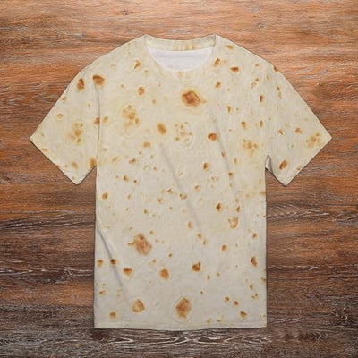 FULAOER Burrito Tortilla Pattern Men's Summer Short Sleeve Crew Neck T-Shirt Casual Sports Shirt S