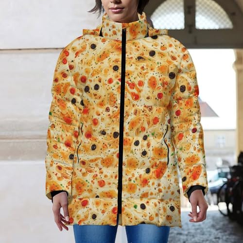 Burrito Tortilla Pattern Women's Lightweight Full-Zip Puffer Jacket with Hood Quilted Winter Coat 2XL