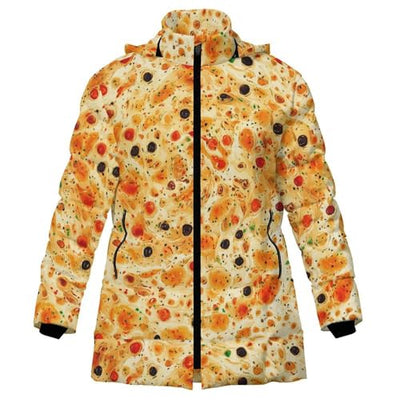 Burrito Tortilla Pattern Women's Lightweight Full-Zip Puffer Jacket with Hood Quilted Winter Coat 2XL